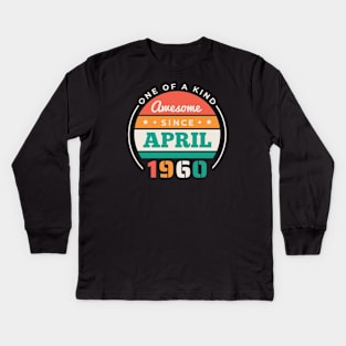 Retro Awesome Since April 1960 Birthday Vintage Bday 1960 Kids Long Sleeve T-Shirt